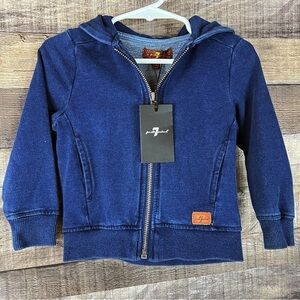7 For All Mankind Baby Boys Navy Zip Up Hoodie Sweatshirt